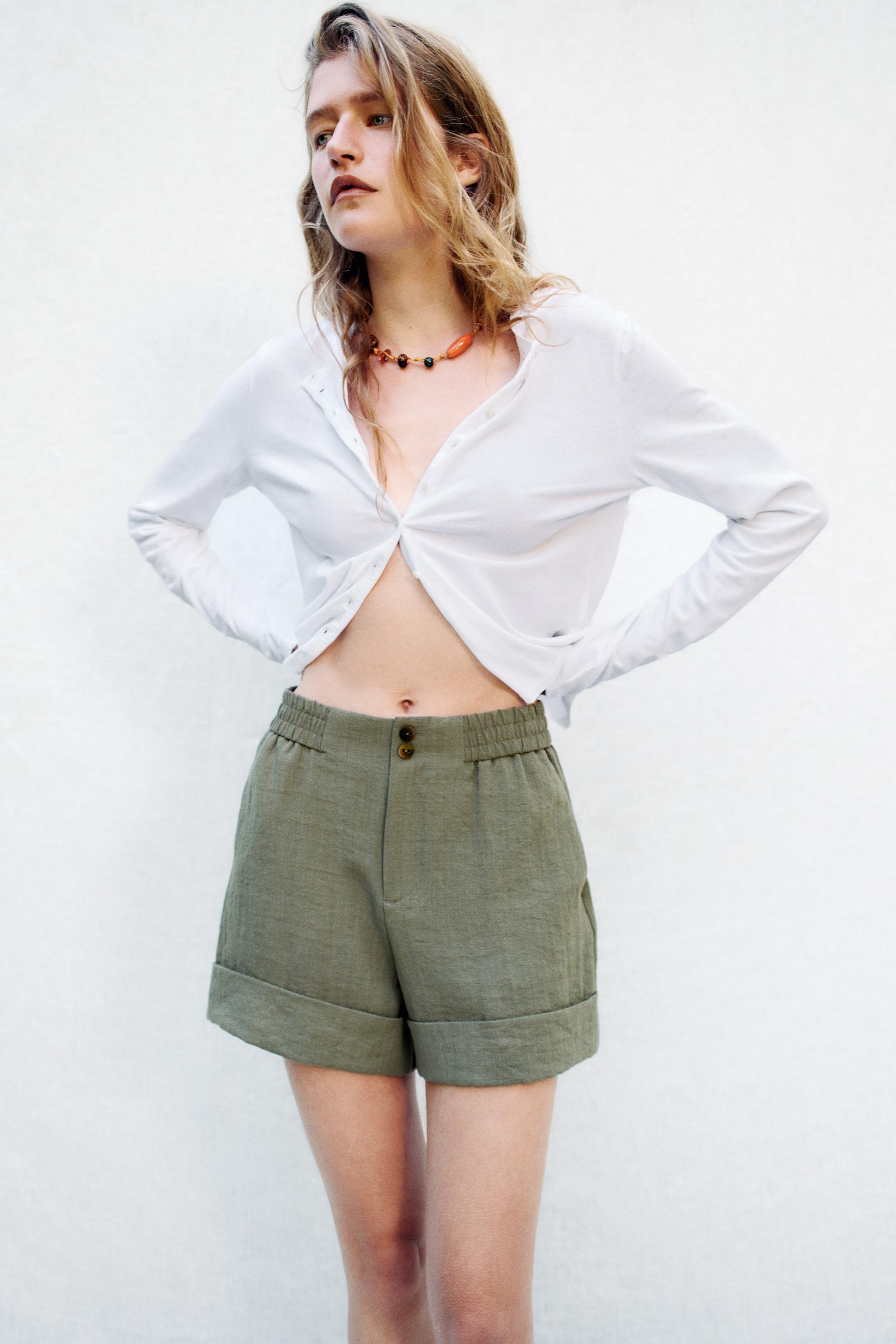 Женские шорты Zara CUFFED HEM SHORTS — фото 4