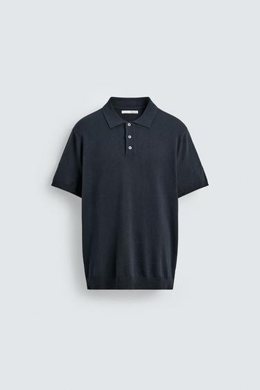 REGULAR FIT KNIT POLO SHIRT - Navy blue by Zara