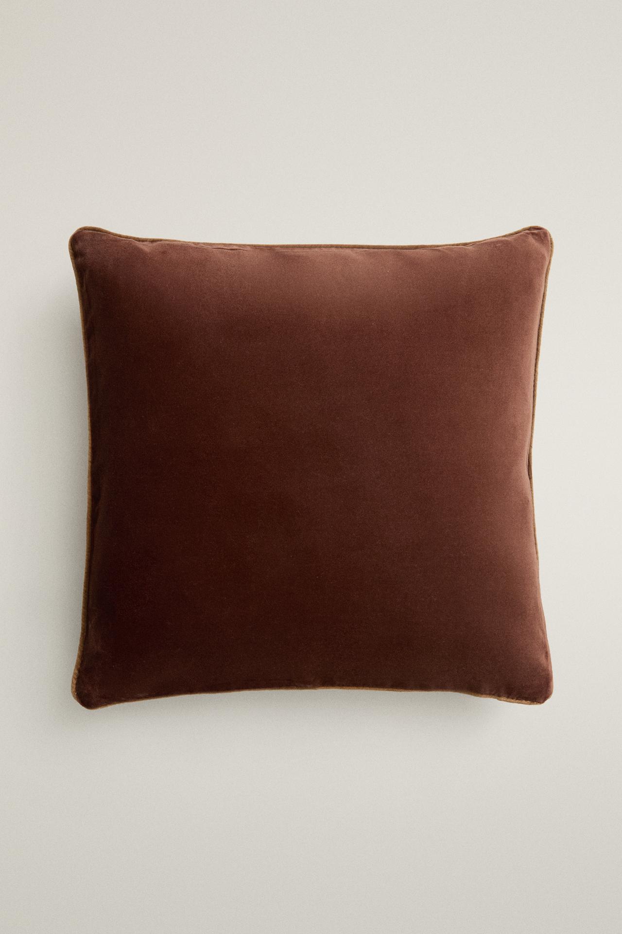 VELVET THROW PILLOW COVER — Brick