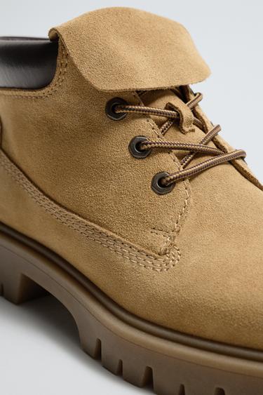 LEATHER CHUNKY BOOTS - Beige by Zara - Image 2