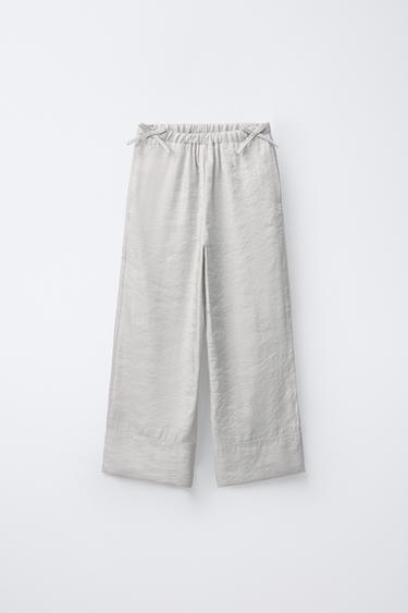 SHINY CULOTTES WITH BOWS - Silver by Zara - Image 0