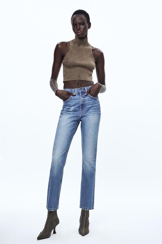 Calças jeans cintura alta femininas