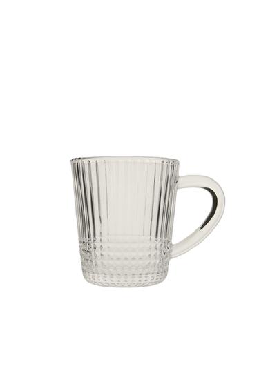GLASS MUG WITH RAISED GEOMETRIC DESIGN - Transparent by Zara