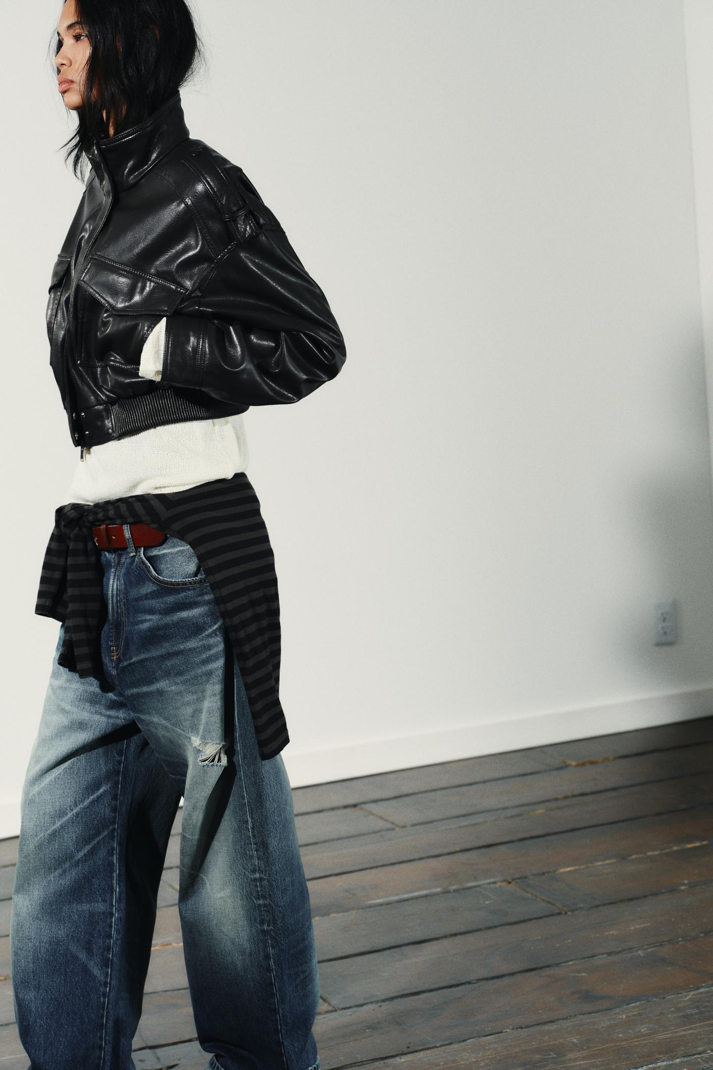 FAUX LEATHER CROPPED JACKET