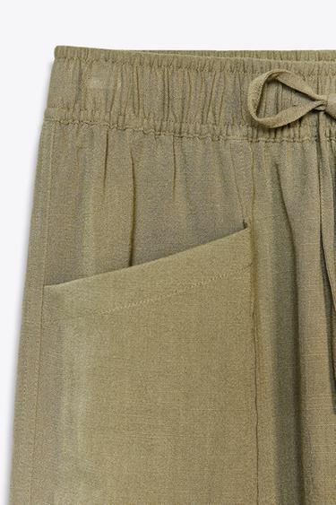RUSTIC TROUSERS WITH ELASTIC WAIST - Khaki by Zara - Image 7