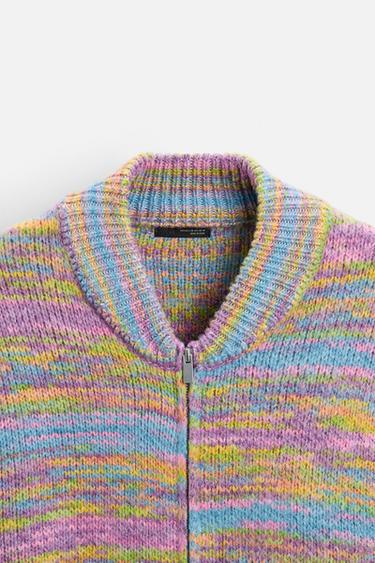 GILET EN MAILLE ZIPPÉ - Multicolore de Zara - Image 8