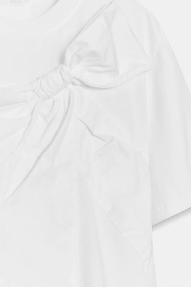 T-SHIRT AVEC NŒUD DEVANT - Blanc de Zara - Image 6