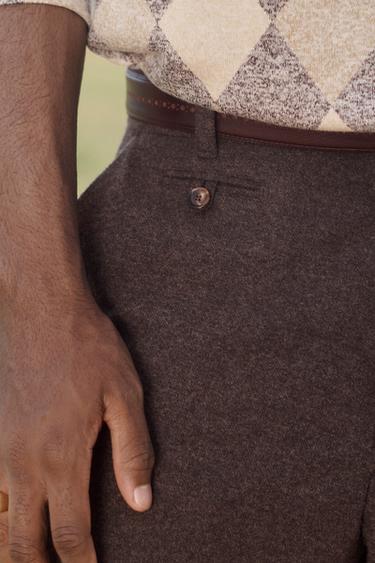 PANTALON COUPE AMPLE LAINE CHAÎNE ÉDITION LIMITÉE - Gris chiné de Zara - Image 4