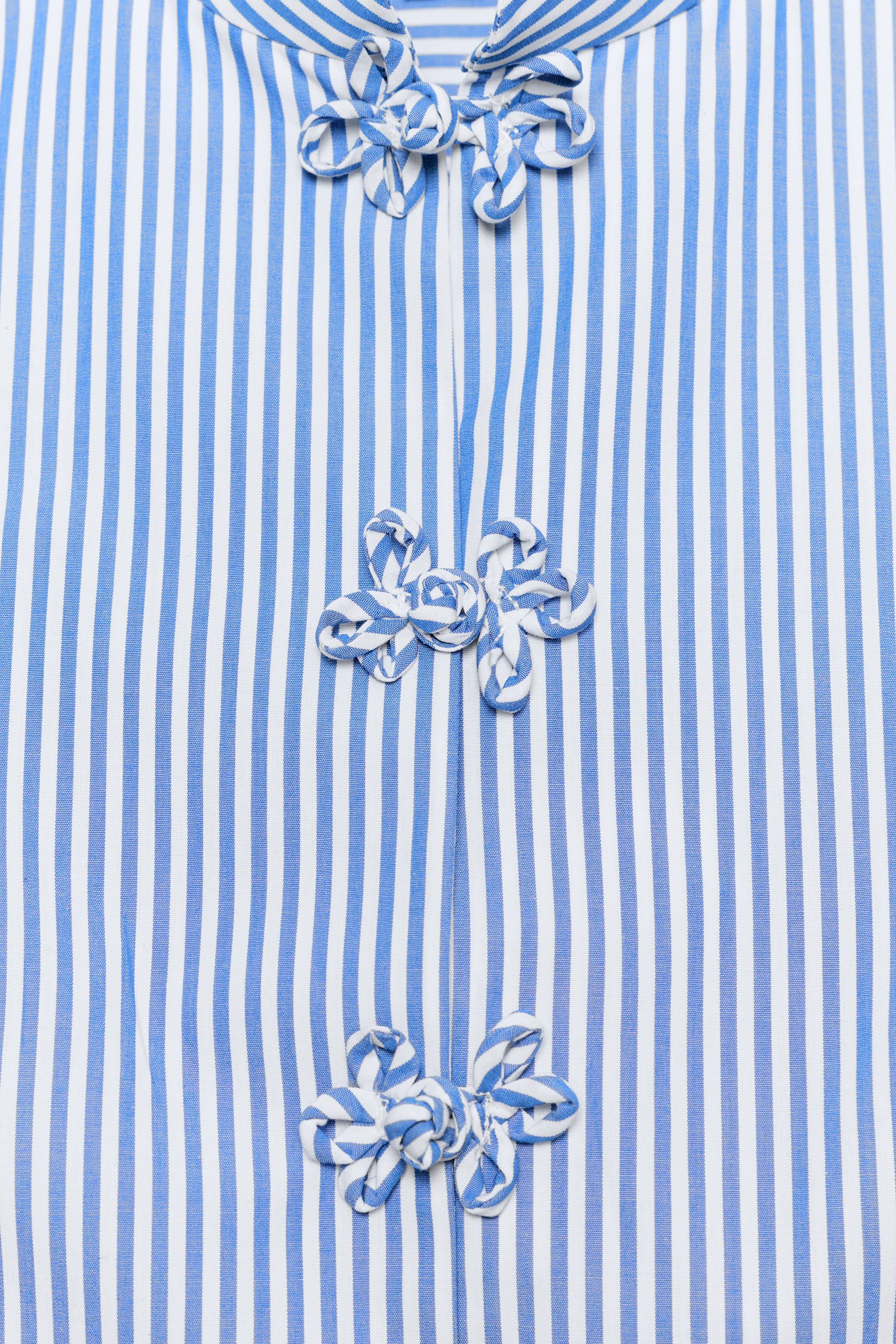 Женские рубашки Zara STRIPED PEPLUM SHIRT — фото 9