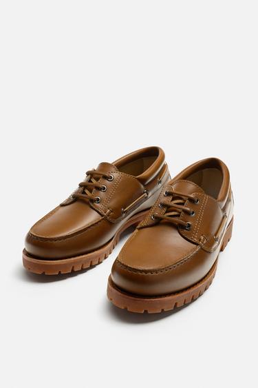 LEATHER DECK SHOES - Brown by Zara - Image 3