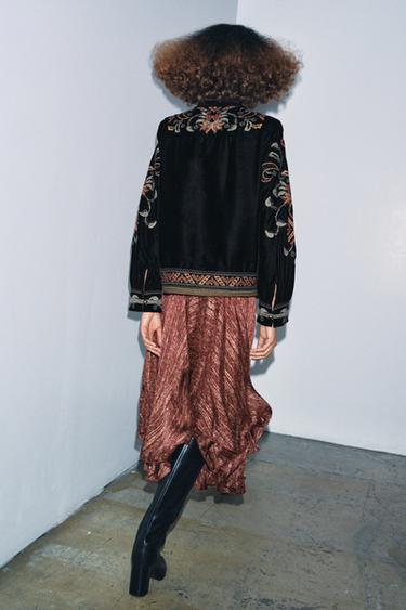 VESTE EN VELOURS BRODERIES ZW COLLECTION - Noir de Zara - Image 4