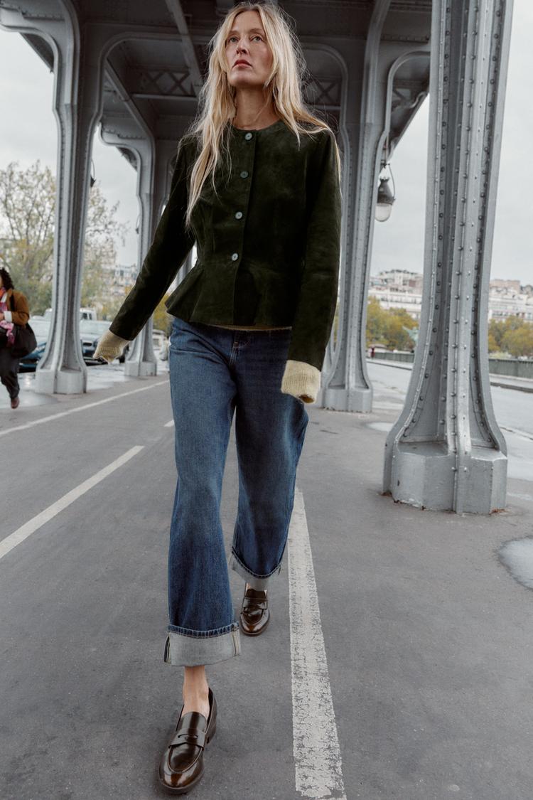 JEAN Z1975 WIDE LEG CROPPED TAILLE HAUTE Bleu ZARA France