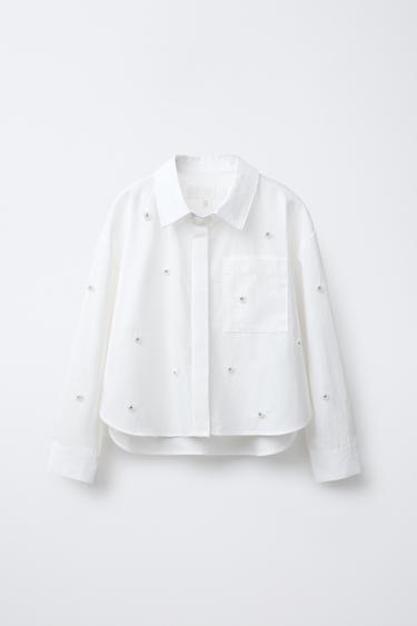 РУБАШКА С БЛЕСТЯЩИМИ ЦВЕТАМИ — БЕЛЫЙ от Zara — изображение 0