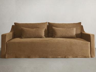 SOFA WITH REMOVABLE WASHED LINEN COVER — Brick 1