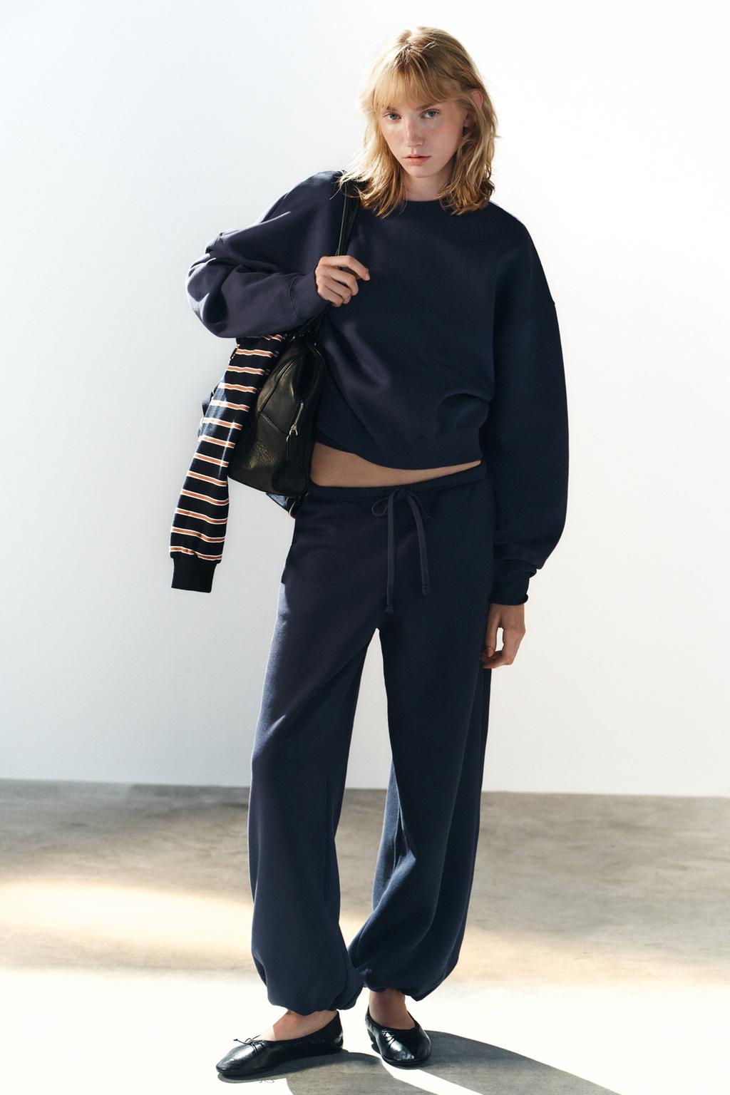 BASIC STRAIGHT PLUSH TROUSERS WITH ADJUSTABLE HEM