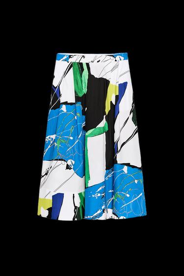 PLEATED PRINTED MIDI SKIRT - Multicoloured by Zara - Image 0