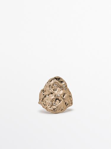 Zara Rhinestone stone ring - Maroon Grey - Image 0