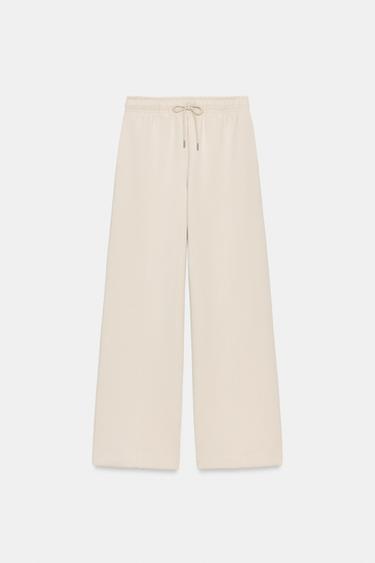 ПРЯМЫЕ БРЮКИ ИЗ ИНТЕРЛОКА — ЭКРЮ от Zara