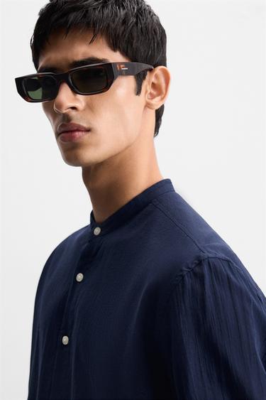 CHEMISE EFFET PLISSÉ - Bleu marine de Zara - Image 5