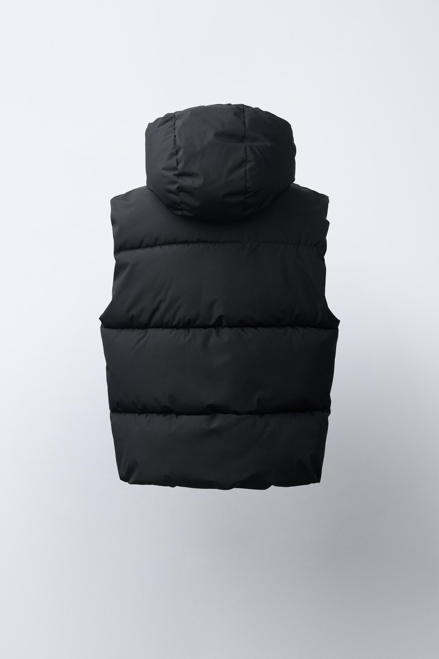 Детский жилет Zara Water-Repellent Puffer Vest, цвет: Чёрный — фото 3