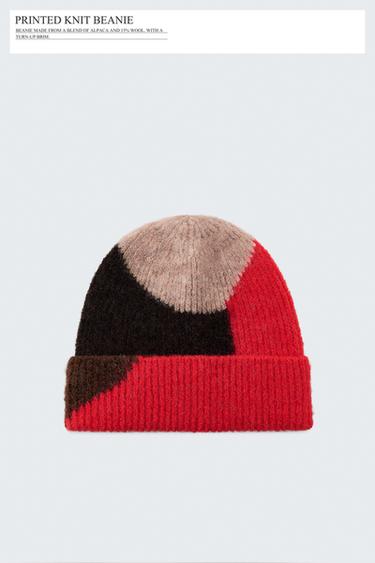 PRINTED KNIT BEANIE - Red by Zara