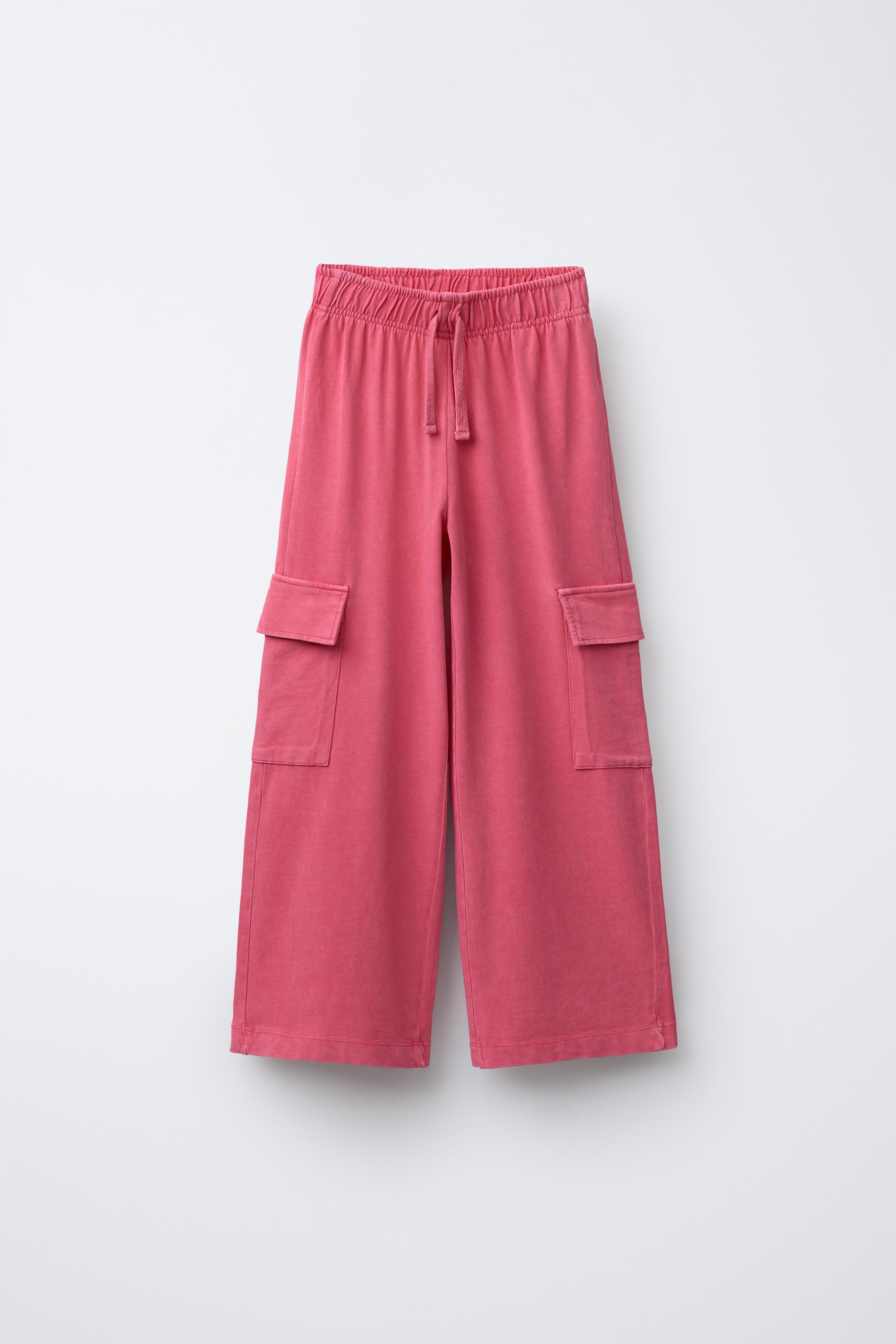 WASHED EFFECT WIDE LEG CARGO PANTS - Raspberry | ZARA United