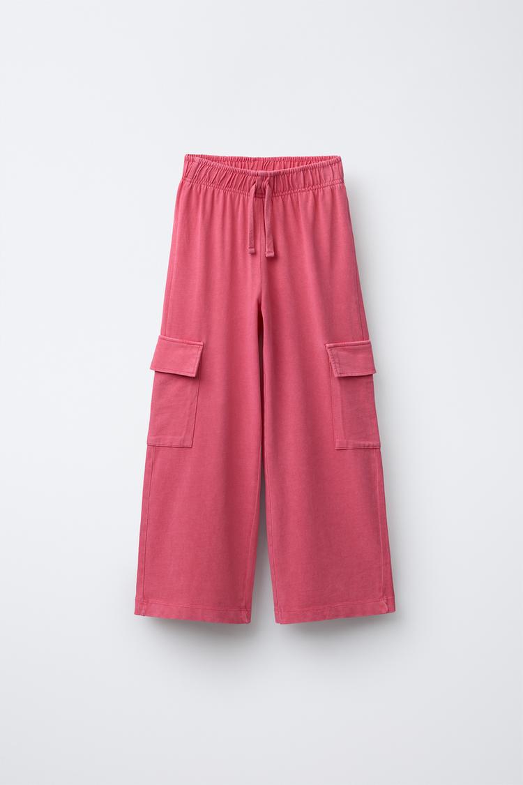 PANTALÓN WIDE LEG CARGO EFECTO LAVADO Frambuesa ZARA España