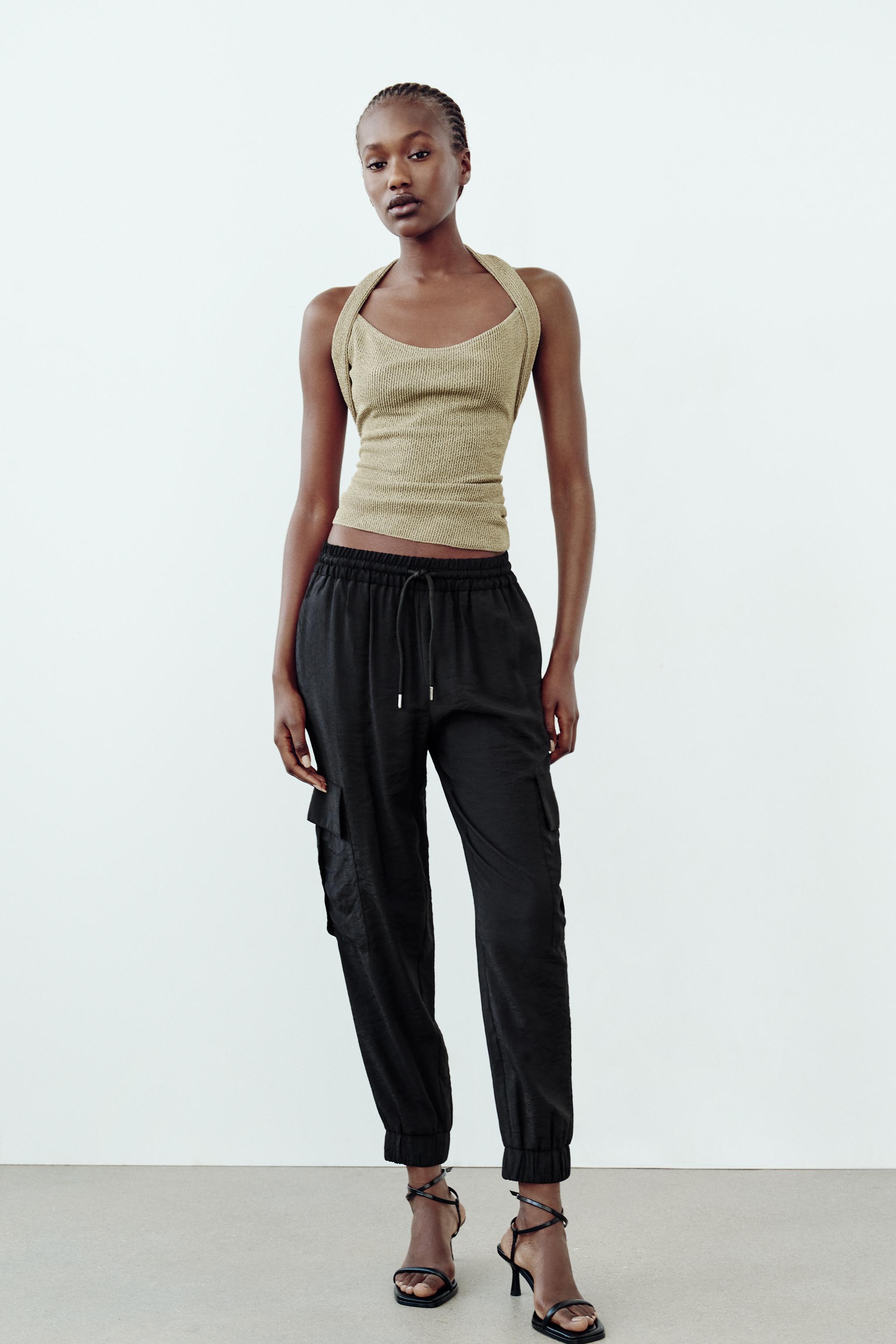 Pantalon cargo satiné zara sale