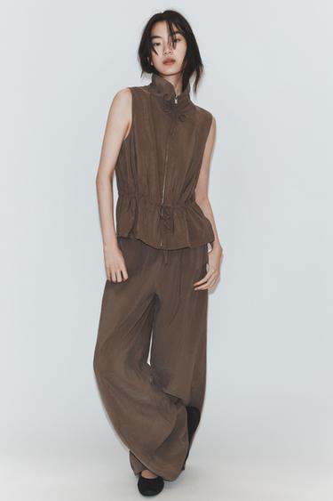 FLOWING TROUSERS WITH ADJUSTABLE HEM - Chocolate brown by Zara