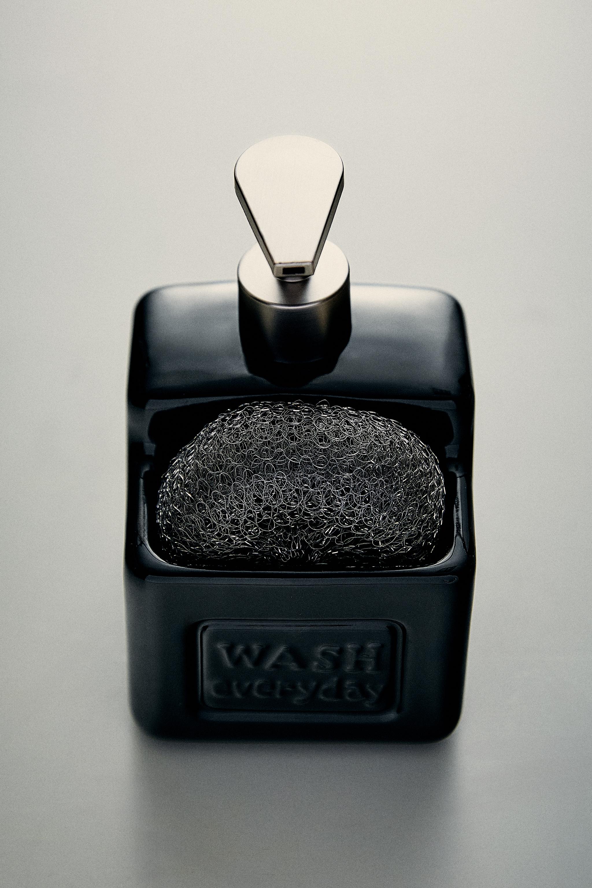 CERAMIC DISH SOAP DISPENSER WITH STORAGE — Black