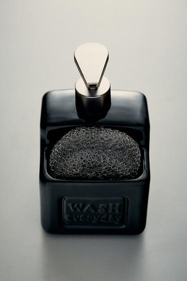 CERAMIC DISH SOAP DISPENSER WITH STORAGE — Black 1