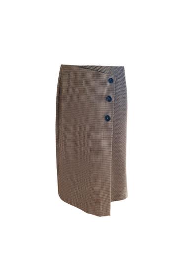 ASYMMETRIC PLAID KNEE SKIRT