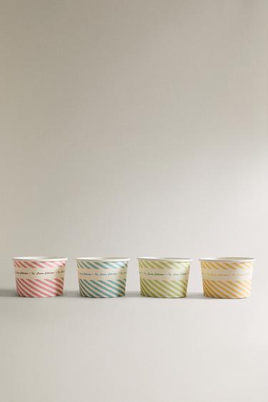 LOT POTS À GLACE RAYURES (LOT DE 8) - Vert / Bleu de Zara