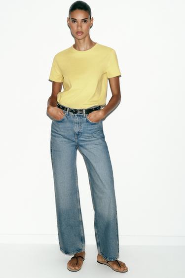 Zara RUSTIC COTTON T-SHIRT - yellow