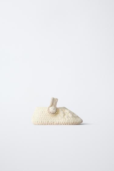 Zara COTTON BOOTIES - Off White