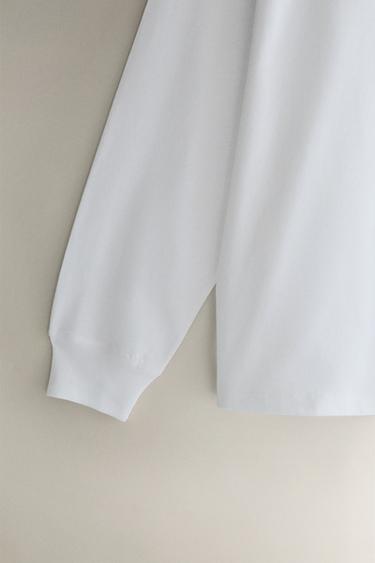 LONG SLEEVE COTTON JERSEY T-SHIRT - White by Zara - Image 2