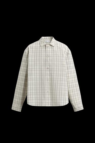 TEXTURED CHECK OVERSHIRT - Oyster-white by Zara