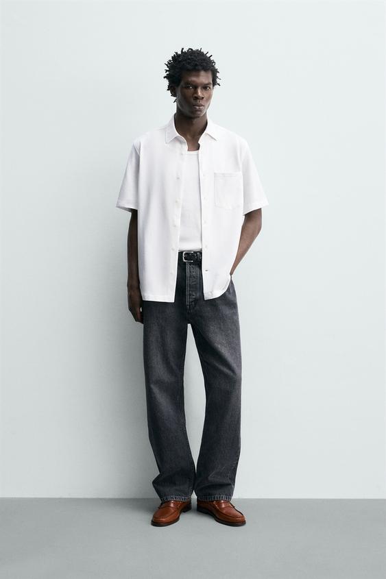 CAMISA REGULAR FIT ESTRUCTURA - Blanco de Zara - Imagen 0