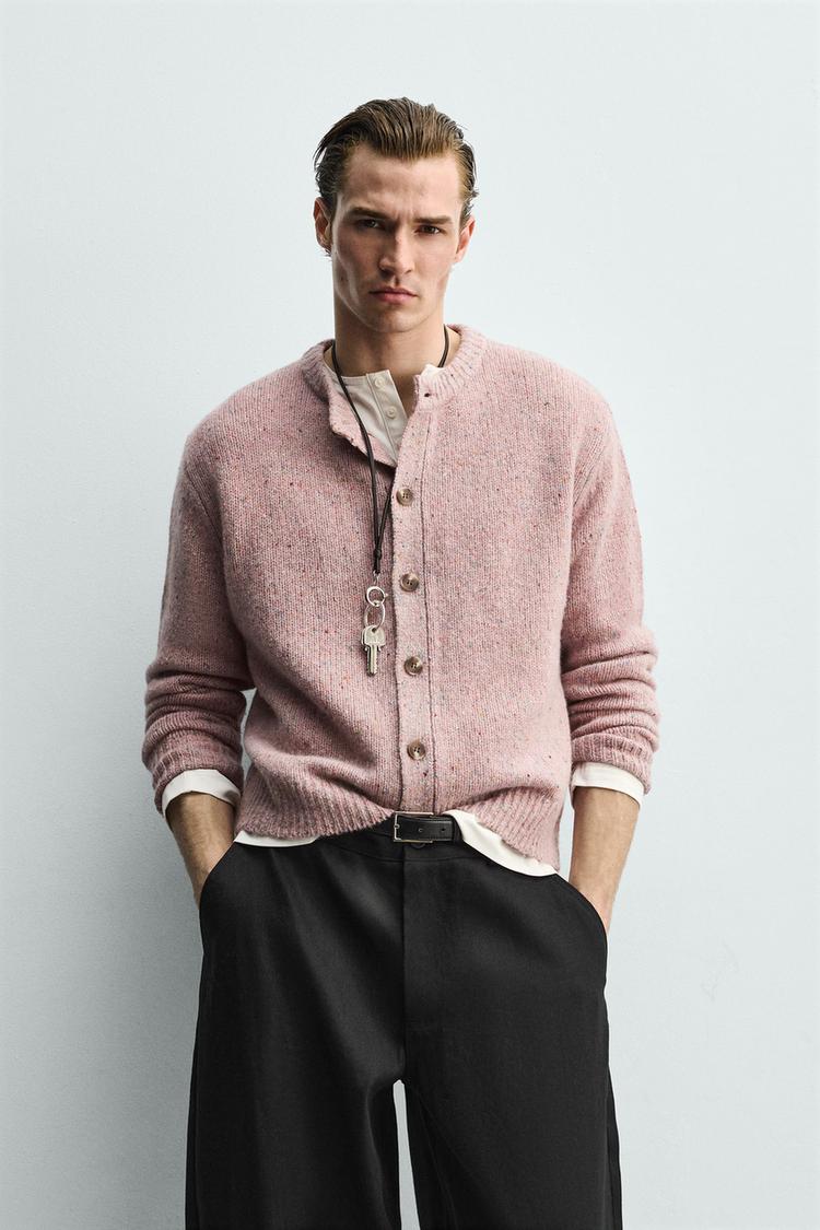 ZARA FLECKED WOOL BLEND CARDIGAN