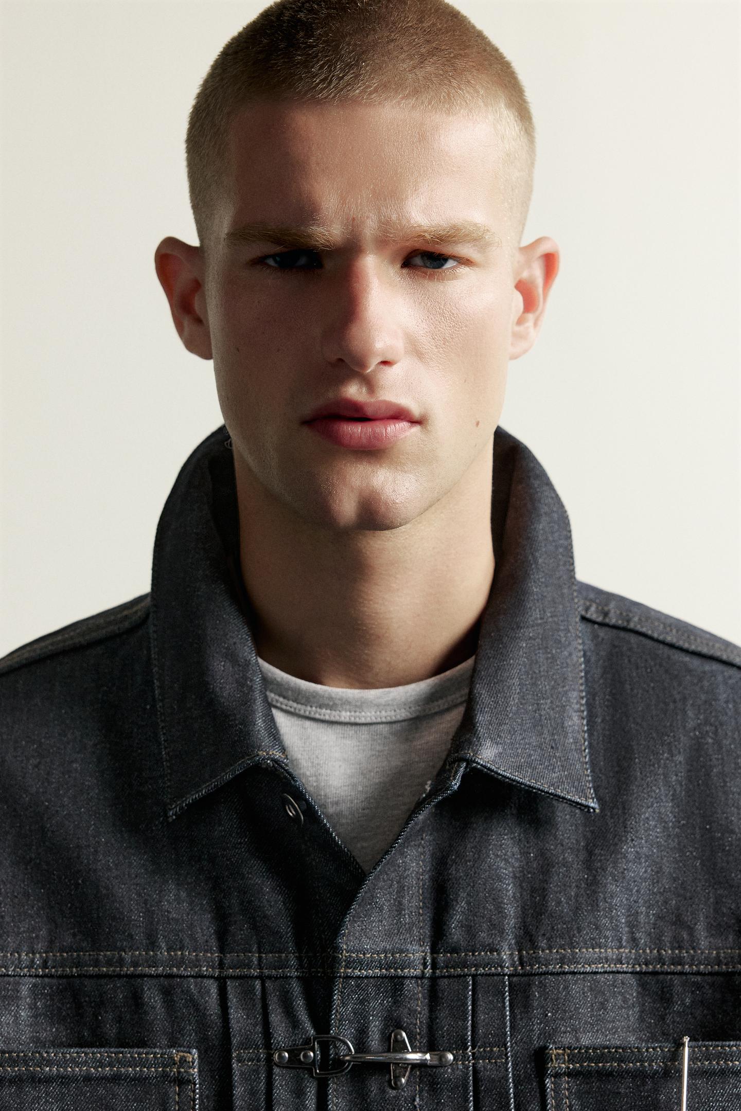 Мужская куртка Zara Fireman Clasp Denim Jacket, цвет: Индиго — фото 6