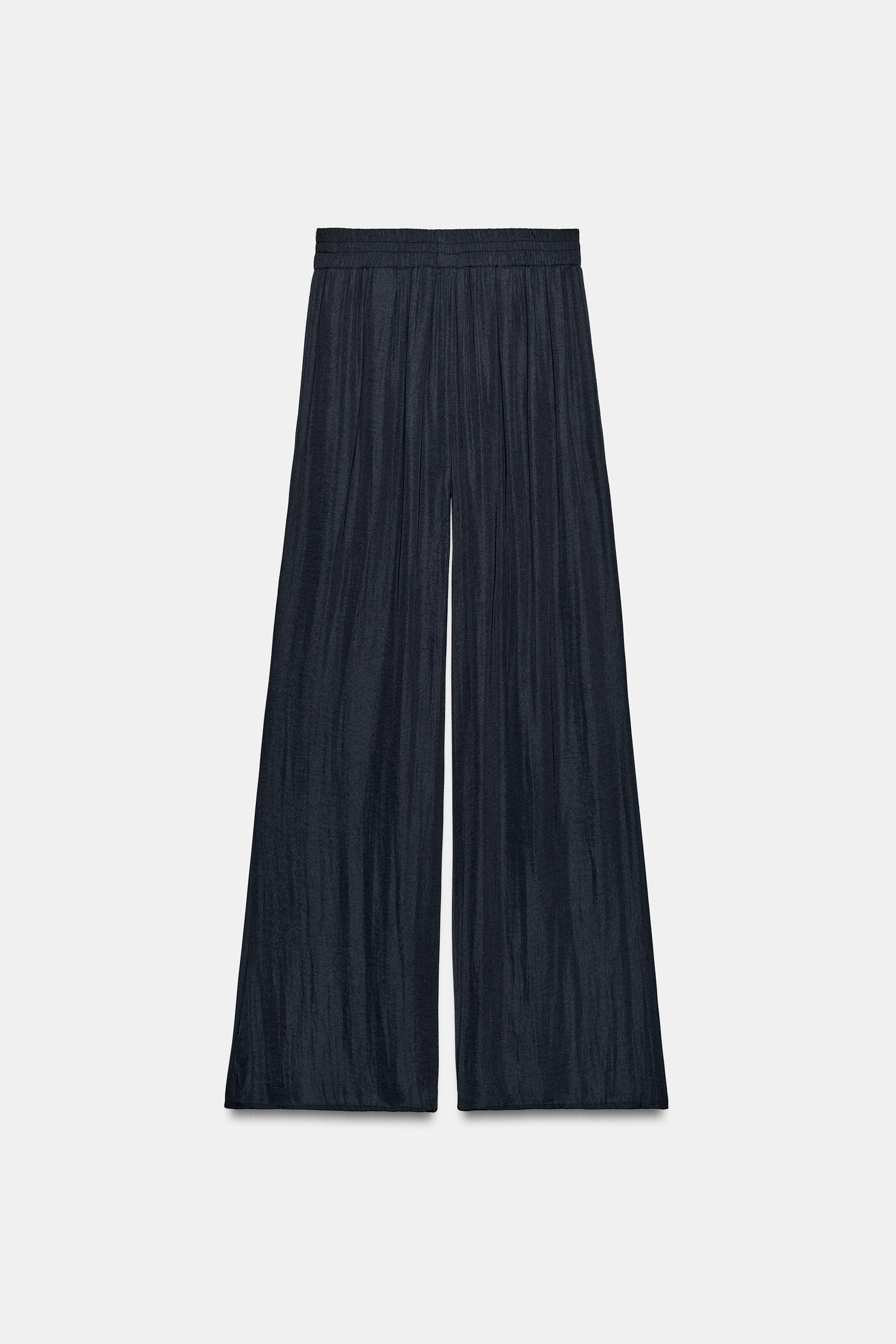 FLOWY WIDE LEG PANTS - Midnight blue | ZARA United States