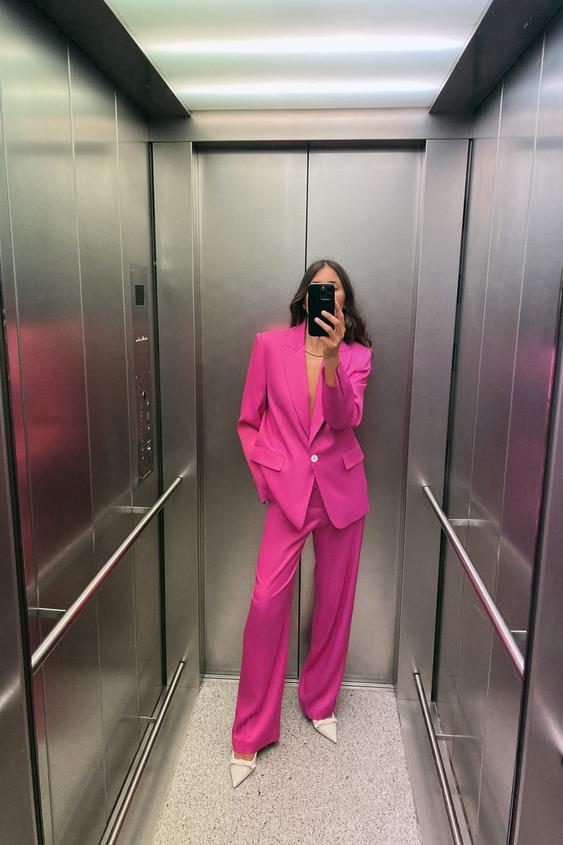 Zara, Pants & Jumpsuits, Zara High Rise Wide Leg Pants Pink Small