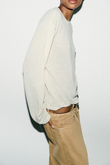 TOP EN MAILLE AJOURÉ - Blanc cassé de Zara - Image 3