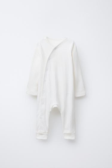 POINTELLE CONVERTIBLE FOOTED SLEEPSUIT - Oyster-white by Zara - Image 2