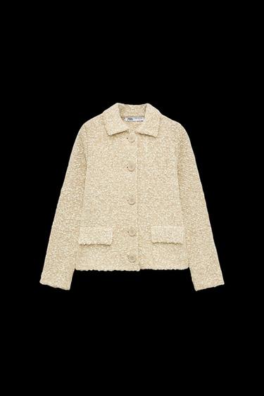 Zara WOOL BLEND KNIT CARDIGAN - Sand - Image 0