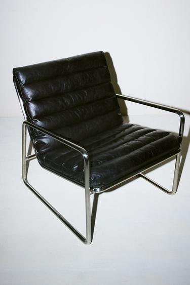 Zara METAL AND LEATHER ARMCHAIR - Black