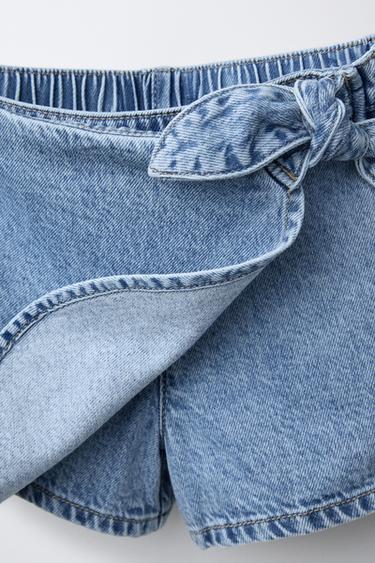 DENIM TIE BERMUDA SKORT - Mid-blue by Zara - Image 2