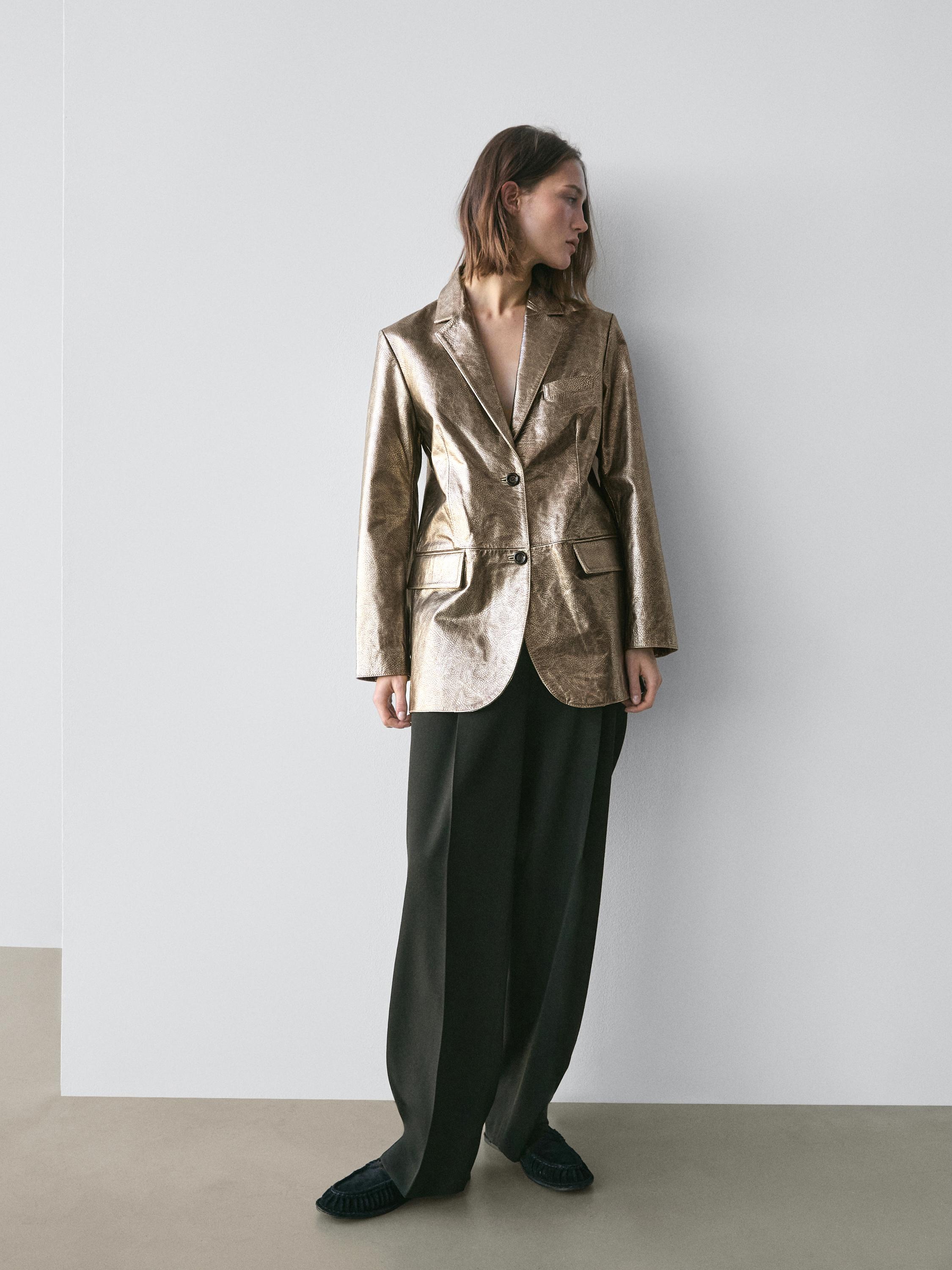 Metallic nappa leather blazer
