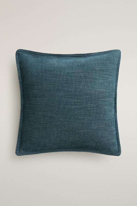 SOLID LINEN CUSHION COVER - Mid-blue by Zara - Image 0