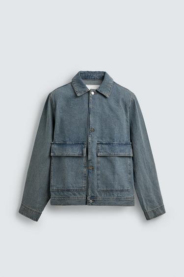 REGULAR FIT DENIM OVERSHIRT - Pastel blue by Zara